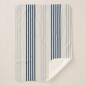 Couverture Sherpa Navy Slate Ticking Stripe Linen Texture (Devant)