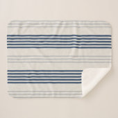 Couverture Sherpa Navy Slate Ticking Stripe Linen Texture (Devant (Horizontal))