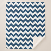 Couverture Sherpa Navy Zigzag, Navy Chevron, Motif géométrique (Devant)