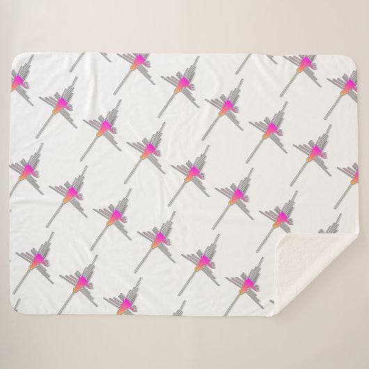 Couverture Sherpa Nazca Lines Hummingbird Motif (Devant (Horizontal))