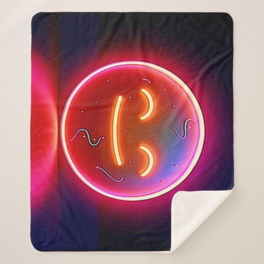 Couverture Sherpa Neon Glow Happy Face Art (Devant)