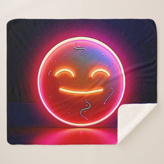 Couverture Sherpa Neon Glow Happy Face Art (Devant (Horizontal))