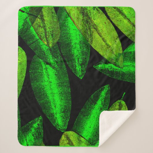 Couverture Sherpa Neon Green Art Feuille. Acheter maintenant (Devant)