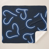 Couverture Sherpa Neon Hearts Blue (Devant (Horizontal))