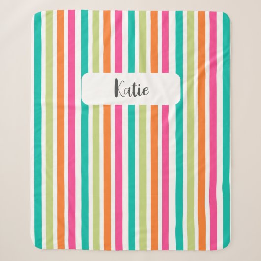 Couverture Sherpa Neon rainbow rayures amusant rétro (Devant)