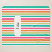 Couverture Sherpa Neon rainbow rayures amusant rétro (Devant (Horizontal))