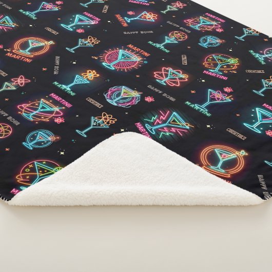 Couverture Sherpa Neon Sign Space Age Atomic Martini Cocktails Impri (3/4)