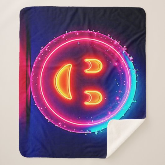 Couverture Sherpa Neon Smile: Bright Happy Glow Design (Devant)