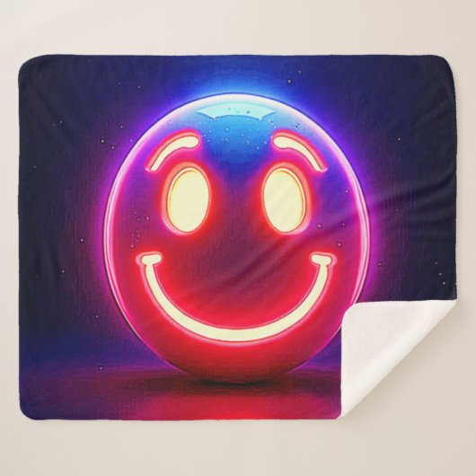 Couverture Sherpa Neon Smile : Joyeux Feu (Devant (Horizontal))