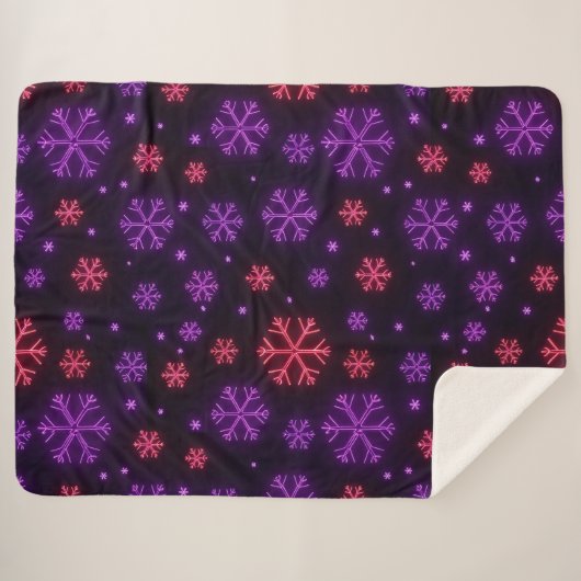 Couverture Sherpa Neon Snowflakes (Devant (Horizontal))