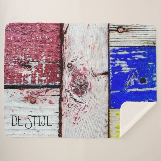 Couverture Sherpa Néoplasticisme amusant style d'art en bois personn (Devant (Horizontal))