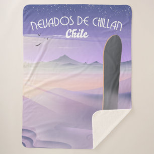 Couverture Sherpa Nevados de Chillan, poster de snowboard au Chili.