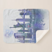 Couverture Sherpa New York Skyline - Aquarelle bleue (Devant (Horizontal))