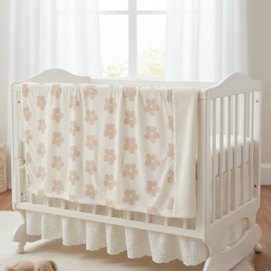 Couverture Sherpa Newborn Photo Prop, Blush Daisy Floral