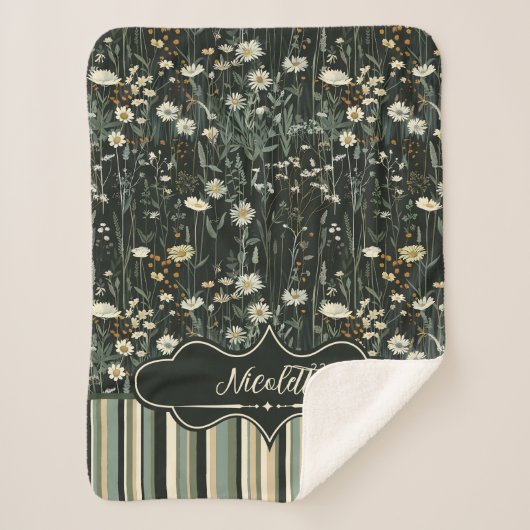 Couverture Sherpa Nicolette Dark Daisy Floral Strié (Devant)