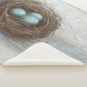 Couverture Sherpa Nid d'oiseau rustique - Bleu (3/4)