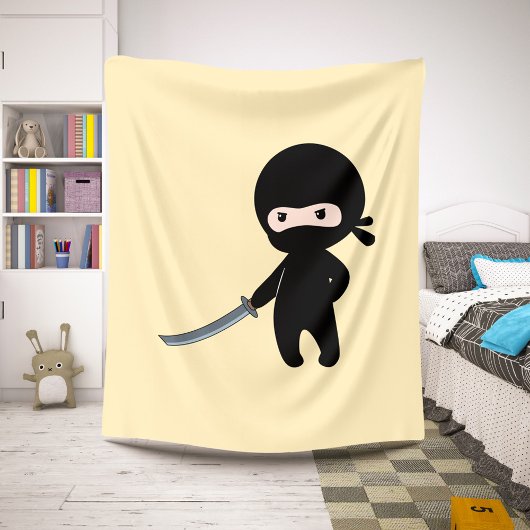 Couverture Sherpa Ninja minuscule en colère sur jaune