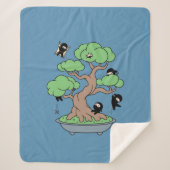 Couverture Sherpa Ninjas minuscules dans l'arbre Bonsai en bleu (Devant)