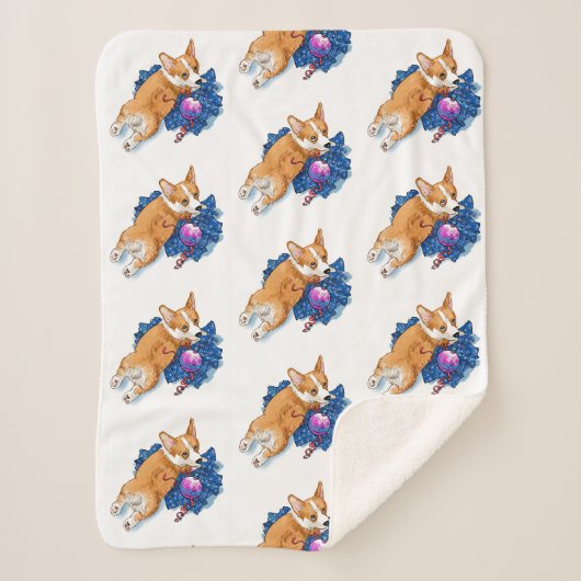 Couverture Sherpa Noël adorable du chiot de Corgi (Devant)