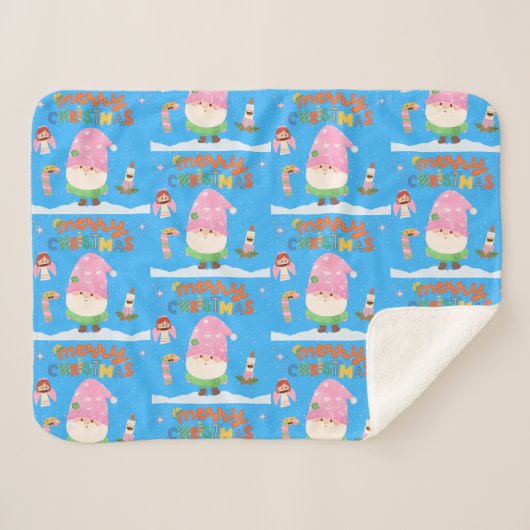 Couverture Sherpa Noël Animé Gnome Joyeux (Devant (Horizontal))