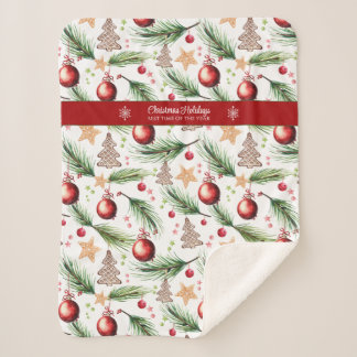 Couverture Sherpa Noël Aquarelle Vacances Décoration Motif