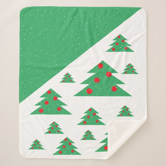 Couverture Sherpa Noël Arbre à neige Rouge Vert Noël (Devant)