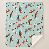 Couverture Sherpa Noël Beagle Blue Sherpa Blanket (Devant)