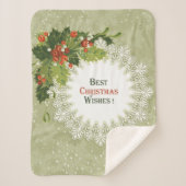 Couverture Sherpa Noël Berries rouges Green Wath White Snowflake (Devant)
