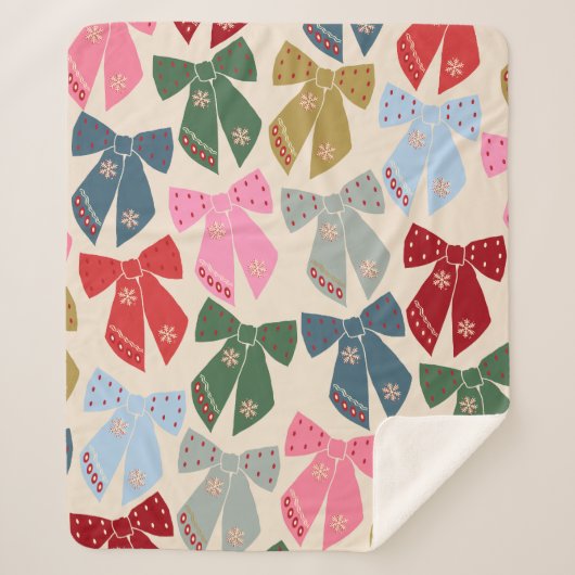 Couverture Sherpa Noël Bows Coquette (Devant)