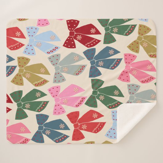 Couverture Sherpa Noël Bows Coquette (Devant (Horizontal))
