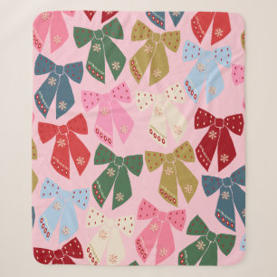 Couverture Sherpa Noël Bows Coquette rose