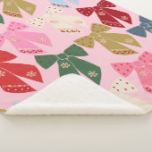 Couverture Sherpa Noël Bows Coquette rose (3/4)