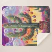 Couverture Sherpa Noël dans le désert Sud-Ouest Saguaro Cactus (Devant (Horizontal))