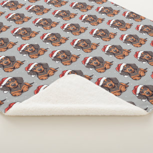 Couverture Sherpa Noël de chiot teckel mignon