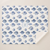 Couverture Sherpa Noël de la Chinoiserie Blue Orament (Devant (Horizontal))