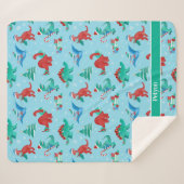 Couverture Sherpa Noël Dinosaure Enfants Fun Holiday Personnalisé (Devant (Horizontal))