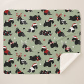 Couverture Sherpa Noël écossais Terrier vert (Devant (Horizontal))