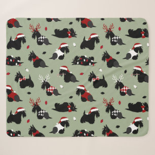 Couverture Sherpa Noël écossais Terrier vert