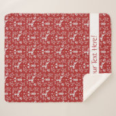 Couverture Sherpa Noël floral des rennes blancs rouges scandinaves (Devant (Horizontal))