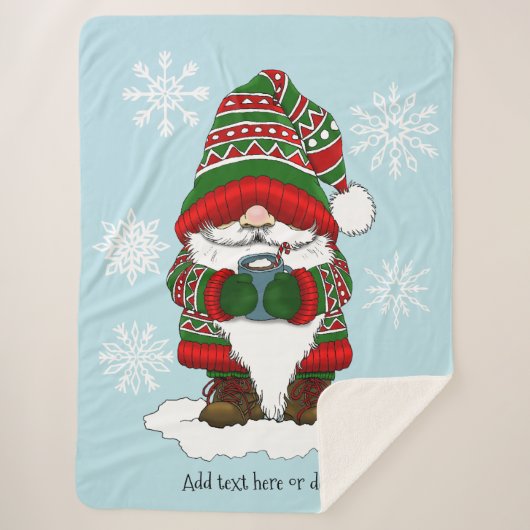 Couverture Sherpa Noël Gnome Rouge Vert mite (Devant)