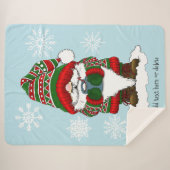 Couverture Sherpa Noël Gnome Rouge Vert mite (Devant (Horizontal))