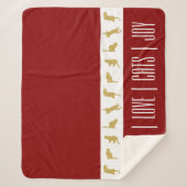 Couverture Sherpa Noël Moderne Chat Rouge Blanc Or (Devant)
