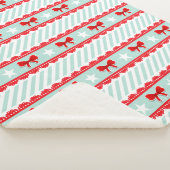 Couverture Sherpa Noël Monnaie rayures Red Bows Étoiles Motif (3/4)