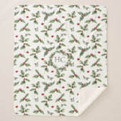 Couverture Sherpa Noël monogramme Holly (Devant)