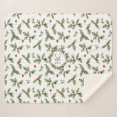 Couverture Sherpa Noël monogramme Holly (Devant (Horizontal))
