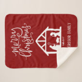 Couverture Sherpa Noël Nativité Rouge Nom de famille (Devant (Horizontal))