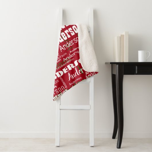 Couverture Sherpa Noël Nom répétitif Rouge Blanc Vert (En situation)