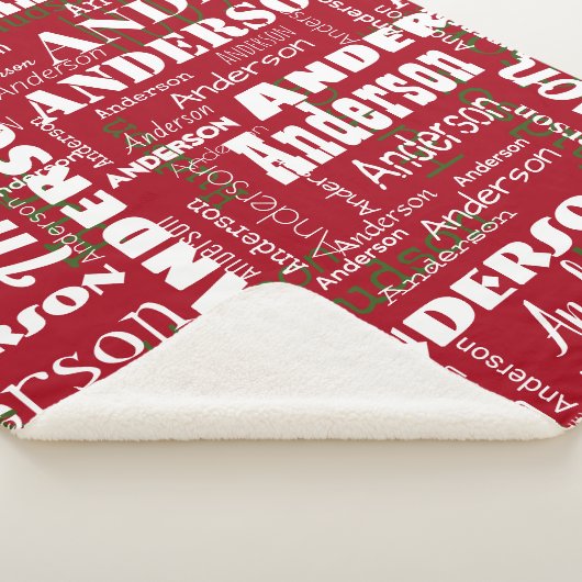 Couverture Sherpa Noël Nom répétitif Rouge Blanc Vert (3/4)