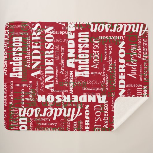 Couverture Sherpa Noël Nom répétitif Rouge Blanc Vert (Devant (Horizontal))
