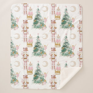 Couverture Sherpa Noël Nutcracker rose hiver merveilleuse